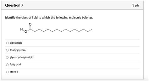 Solved Identify The Class Of Lipid To Which The Following Chegg