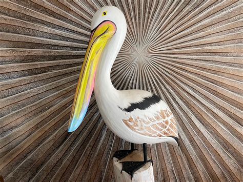 New Balinese Hand Carved And Crafted Pelican Sculpture Amazing Bali Bi