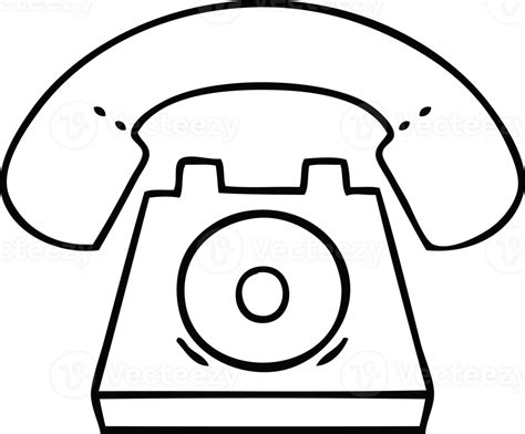 Line Drawing Cartoon Of A Red Telephone Png