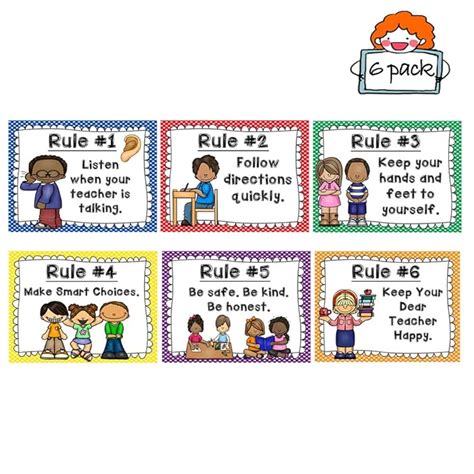 Buy Bigpanda 6 Pcs A4 Paper Size Class Rule Poster Classroom Rules Behavior Etiquette Education