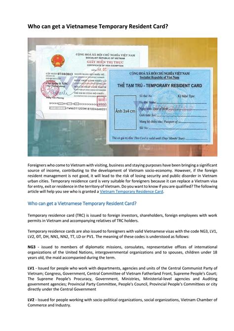 Vietnam Temporary Residence Card By Vietnamvisaentry Issuu