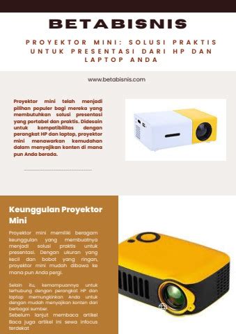 Proyektor Mini Solusi Praktis Untuk Presentasi Dari Hp Dan Laptop Anda