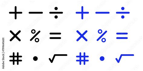 calculator symbols isolated  white background addition subtraction