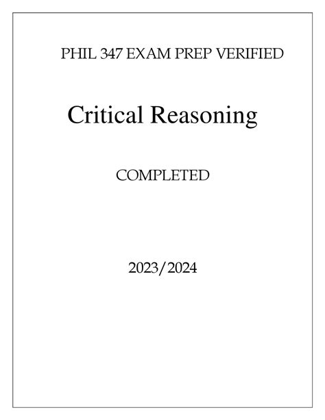 Phil Exam Prep Verified Critical Reasoning Completed