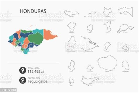 詳細な国の地図とホンジュラスの地図都市総面積首都のマップ要素 ホンジュラスのベクターアート素材や画像を多数ご用意 ホンジュラス 地図