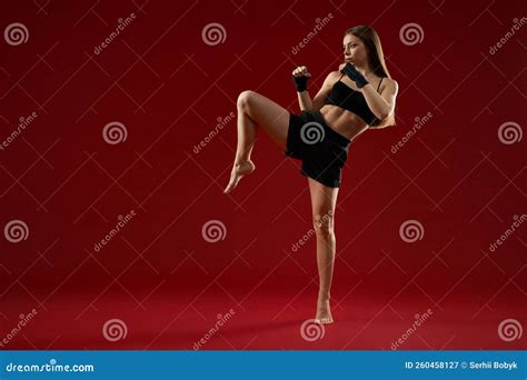 Female Trainer Showing Kick Exercise For Self Defence Stock Image Image Of Exercise Athletic