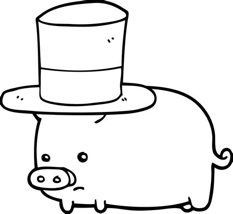 cartoon pig wearing top hat 12156762 Vector Art at Vecteezy