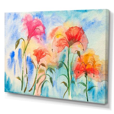 Designart Watercolour Multicolor Flowers Field Ii Traditional Canvas