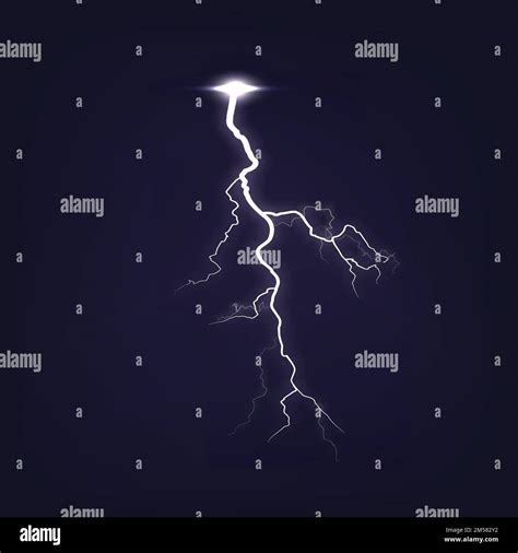 Lightning On Dark Purple Night Sky Isolated Vector Illustration Eps10