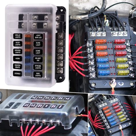 JPKReady Stock12 Way Blade Fuse Box Block Holder LED Indicator Auto