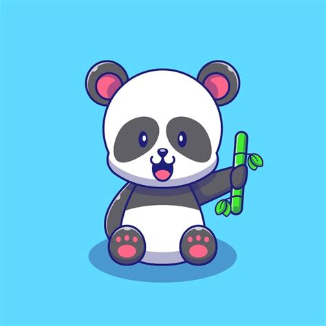 Premium Vector Cute Panda Holding Bamboo Illustration Panda Mascot