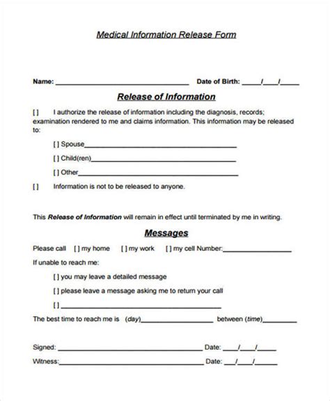 Fillable Medical Information Release Form Printable Forms Free Online