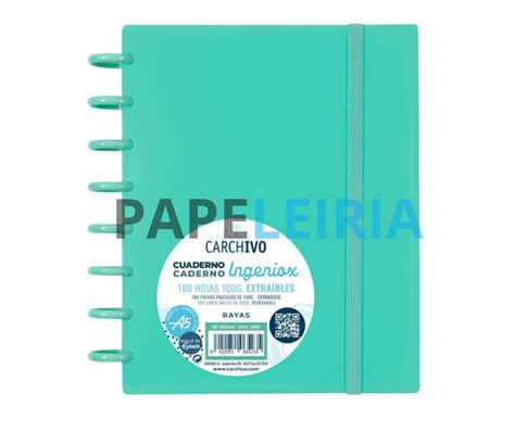 Caderno A Carchivo Ingeniox Folhas Pautado G Menta Pastel