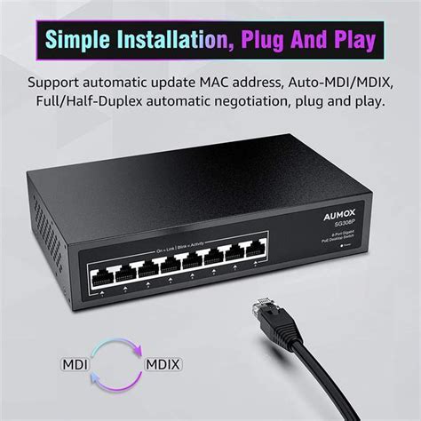 Aumox Port Gigabit Poe Switch Port Poe W Gigabit Off