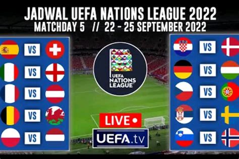 Jadwal Uefa Nations League 24 25 September 2022 Ada Pertandingan Spanyol Vs Swiss Ceko Vs