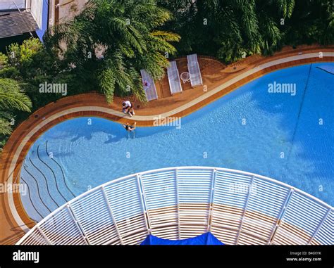 Swimming Pool at HIlton Hotel Cairns Queensland Australia Stock Photo ...