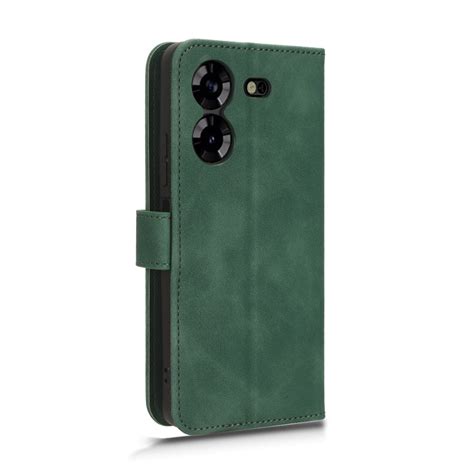 For TECNO Pova 5 Skin Feel Magnetic Flip Leather Phone Case Green