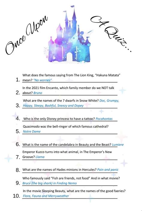 Free Printable Disney Movie Trivia Quiz Artofit