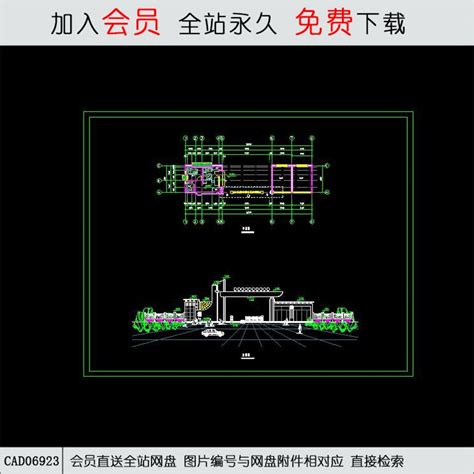 学校大门 Cad方案平面图立剖面图施工图系列 筑图 建筑景观素材lumion模型方案文本cad施工图su模型下载