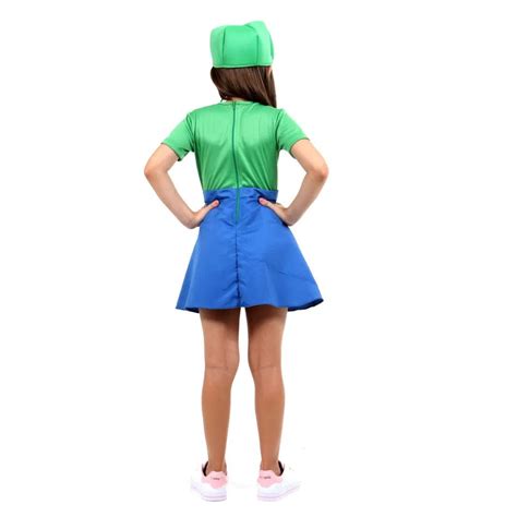 Fantasia Luigi Feminina Infantil Luxo Chapéu e Bigode Extra Festas