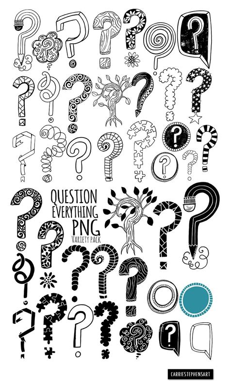 A wide variety of illustrated, fun question marks Line Art that is ...