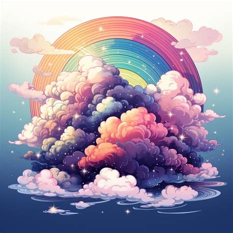 Premium Photo Clouds With Rainbow Illustration