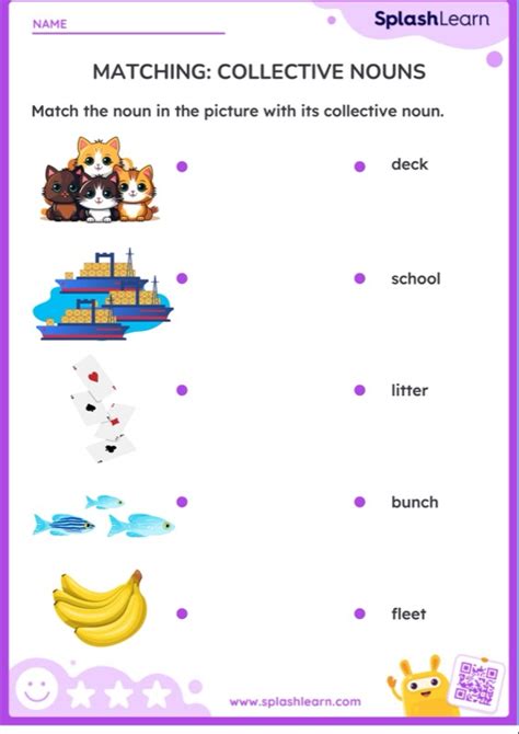 Matching Collective Nouns — Printable Ela Worksheet