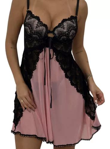 Camisola Dormir Renda Curta Sensual Lingerie Feminina Sexy