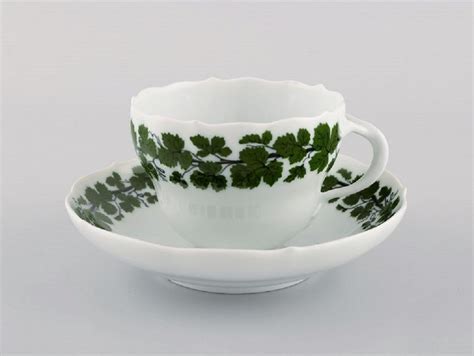 Meissen Green Ivy Vine Leaf Coffee Service For Three People 1940 S For