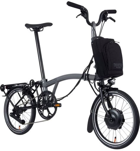 Brompton Electric P Line Urban With Roller Rack Mid Handlebar Storm