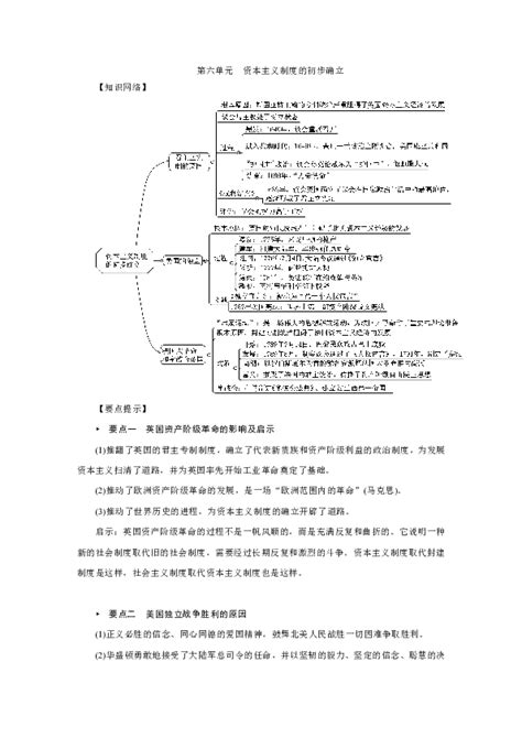 历史 2018年秋部编人教版九年级历史上册第六单元 资本主义制度的初步确立复习学案 学案下载预览 二一课件通