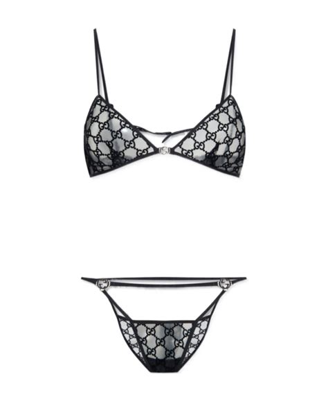 Gucci Gg Tulle Lingerie Set In Black Modesens