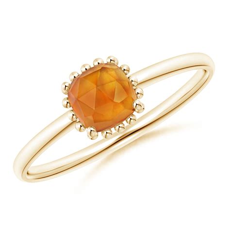 Classic Cushion Citrine Ring With Beaded Halo Angara Australia