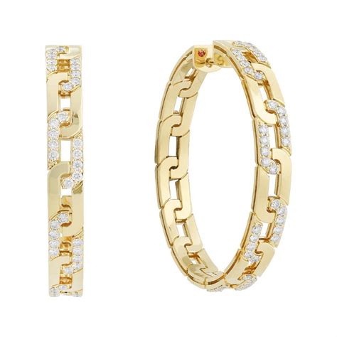 Roberto Coin 18k Yellow Gold Navarra Collection Diamond Hoop Earrings 8883245ayerx