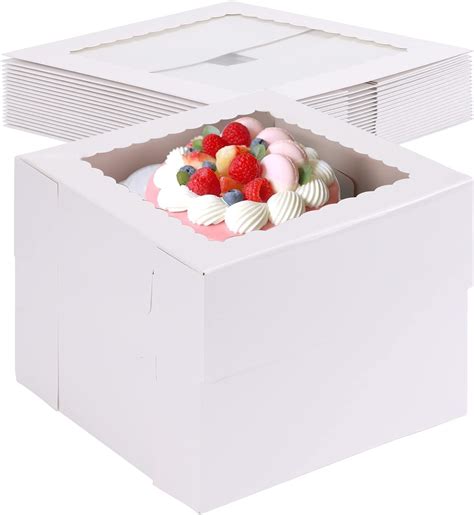 Moretoes Pcs X X Inches Cake Boxes With Window White Bakery