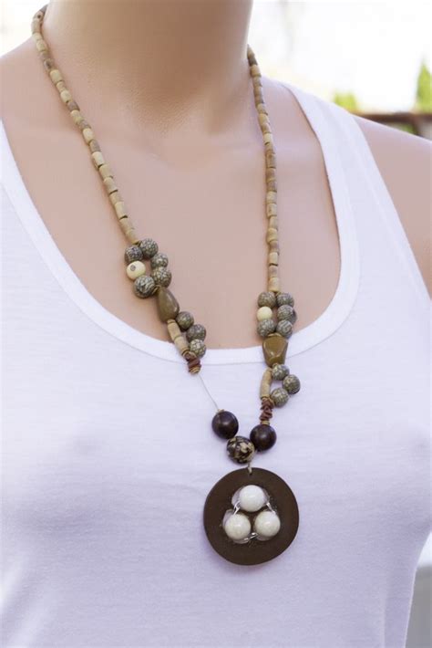 Nature Organic Long Necklace #woodjewelry #seednecklace #naturaljewelry ...