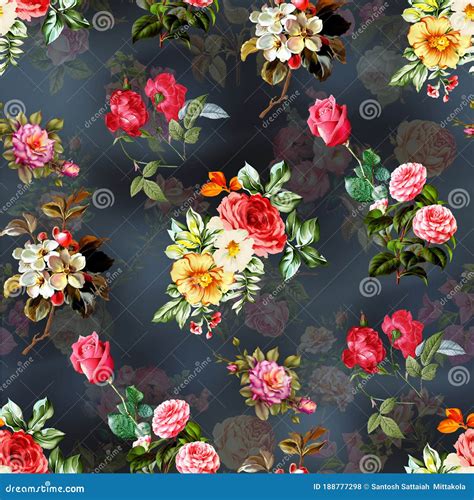 Beautiful Flower Pattern Floral Colorful Seamless Allover Design