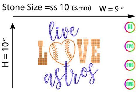 Live Love Astros Rhinestone Design Graphic By Creative Design