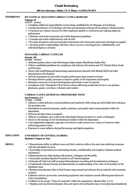 Cardiac Cath Lab Resume Samples Velvet Jobs