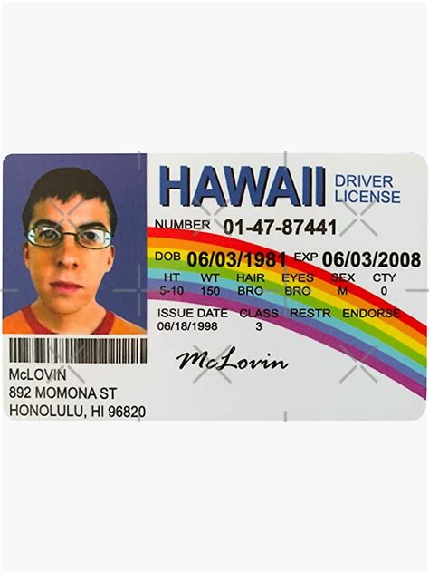 Mclovin Id Card Sticker For Sale By Palmwooddesigns Redbubble