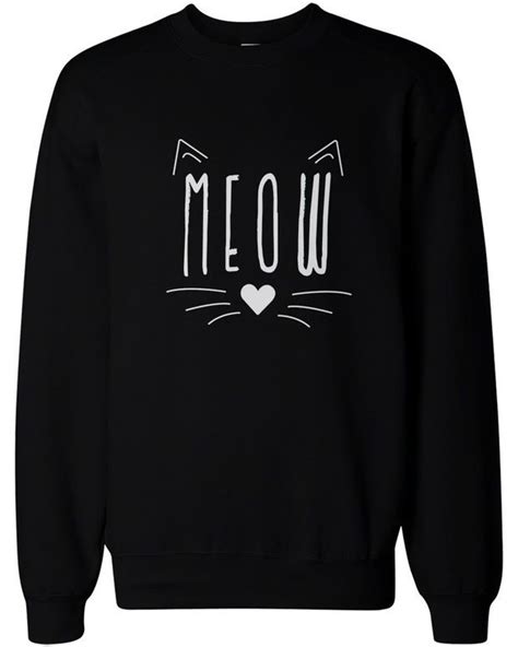 Meow Cute Kitty Face Womens Sweatshirt Crewneck Pullover Fleece