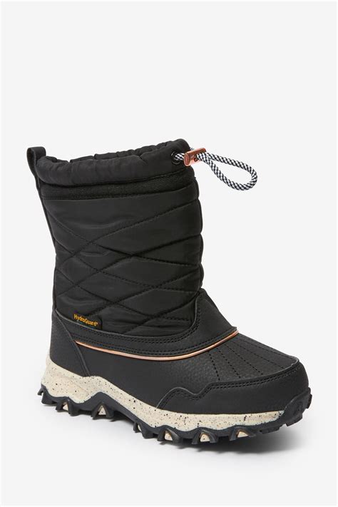 Buy Black Rose Gold Waterproof Warm Faux Fur Lined Snow Boots From The