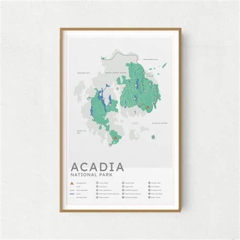 Acadia National Park Maine Topographic Print Contour Map Etsy