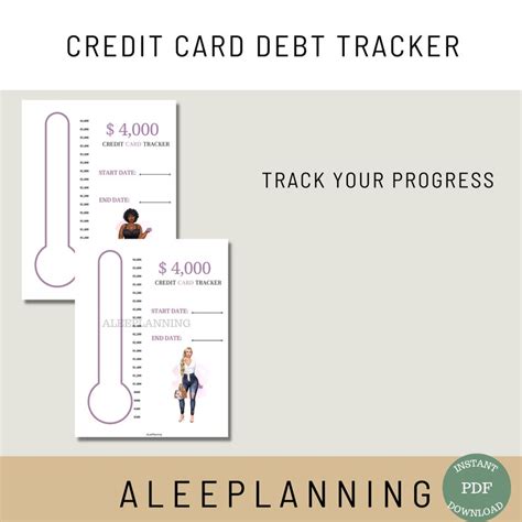 Credit Card Payoff Tracker Printable K Debt Visual Debt Etsy