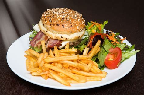 3840x2160px Free Download Hd Wallpaper Burger And Fries On Plate