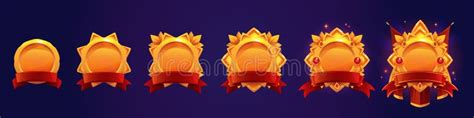 Golden Game Avatar Frames Award Badges Ui Icons Stock Illustration