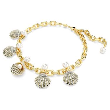 Idyllia Necklace Crystal Pearls Shell White Gold Tone Plated