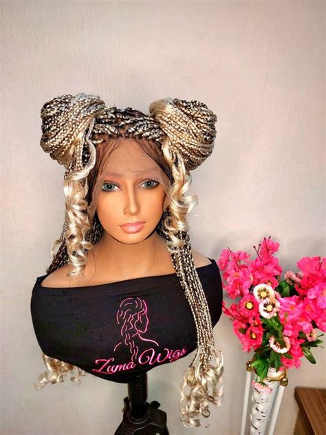 Full Lace Box Braid Wig For Black Women Mixed Blonde Braid Wig Knotless Braid Wig Etsy