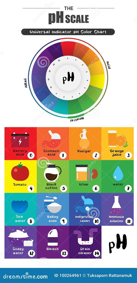 O Diagrama De Escala De Cores Universal Do PH Do Indicador Da Escala Do