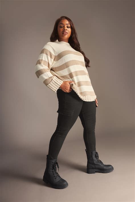 Yours Curve Plus Size Black Cargo Ava Jeans Yours Clothing